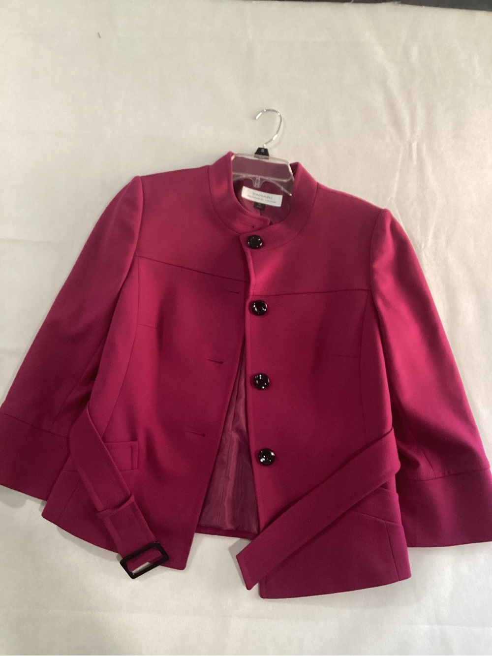Ella Moss Women's Bright Fuchsia Stand-Collar Blazer with Belt